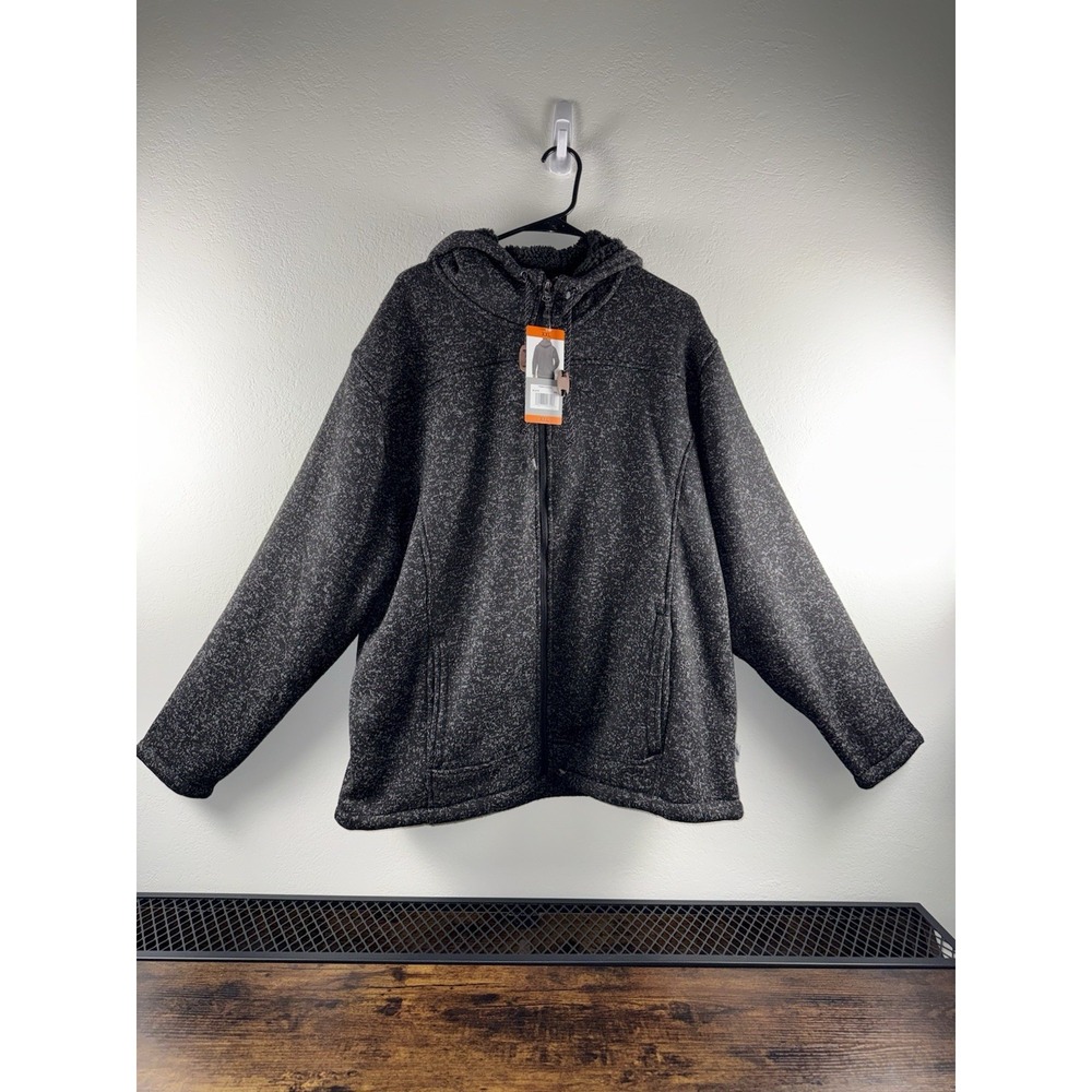 NWT Rugged Elements Mens XXL‎ Black Sherpa Lined Hoodie Full Zip Fleece Jacket